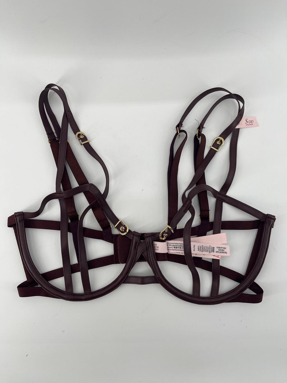 NWT Victoria's Secret Very Sexy Brown Cage Harness Strappy Underwire Bra S-DD